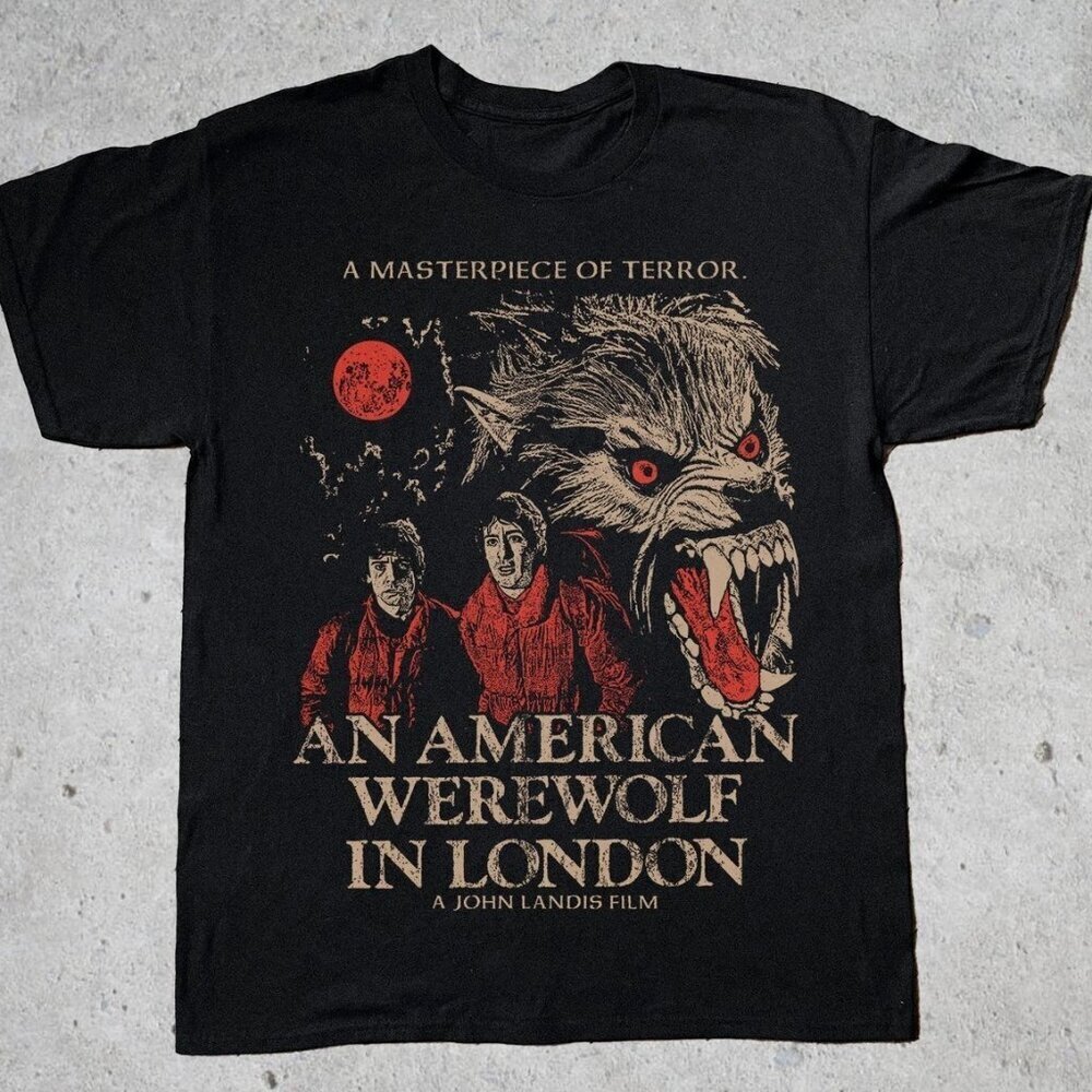 RETRO AN AMERICAN WEREWOLF IN LONDON GRAPHIC T-SHIRT .